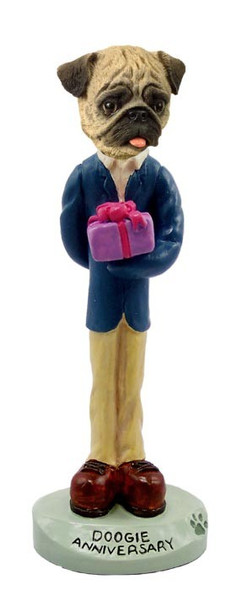 Brown Pug Anniversary Doogie Collectible Dog Figurine