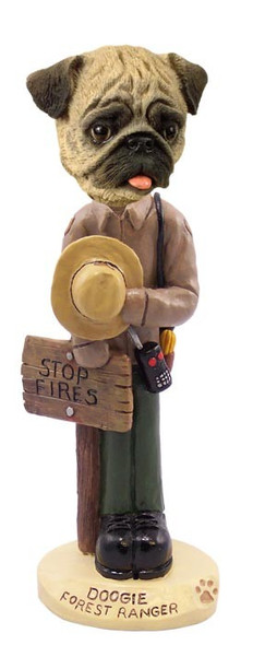 Brown Pug Forest Ranger Doogie Collectible Dog Figurine