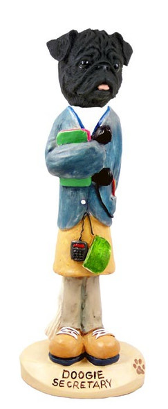 Black Pug Secretary Doogie Collectible Dog Figurine