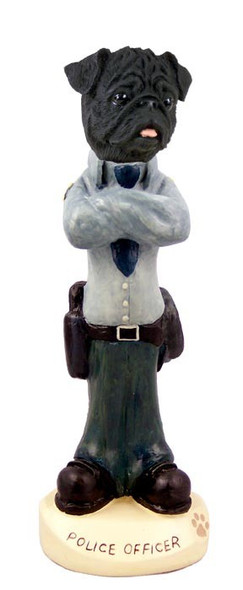 Black Pug Police Doogie Collectible Dog Figurine