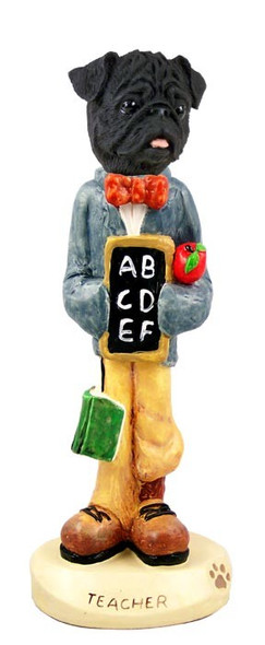 Black Pug Teacher Doogie Collectible Dog Figurine