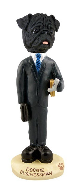 Black Pug Businessman Doogie Collectible Dog Figurine
