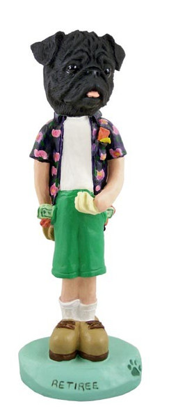 Black Pug Retiree Doogie Collectible Dog Figurine