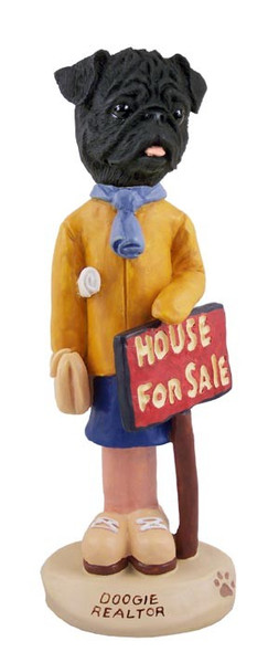 Black Pug Female Realtor Doogie Collectible Dog Figurine