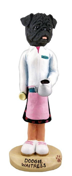 Black Pug Waitress Doogie Collectible Dog Figurine