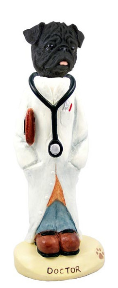 Black Pug Doctor Doogie Collectible Dog Figurine
