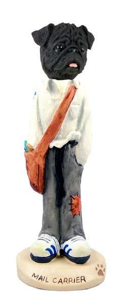 Black Pug Mail Carrier Doogie Collectible Dog Figurine