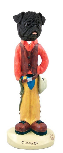 Black Pug Cowboy Doogie Collectible Dog Figurine