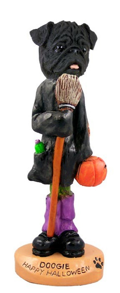 Black Pug Happy Halloween Doogie Collectible Dog Figurine
