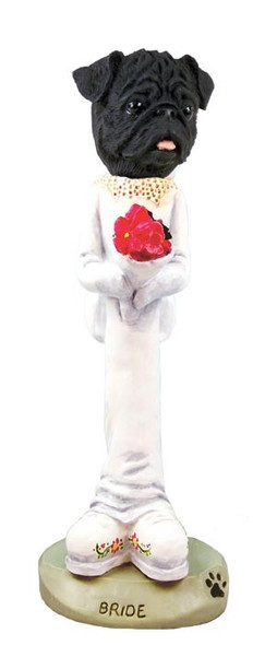 Black Pug Bride Doogie Collectible Dog Figurine