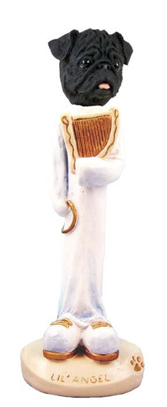 Black Pug Lil Angel Doogie Collectible Dog Figurine