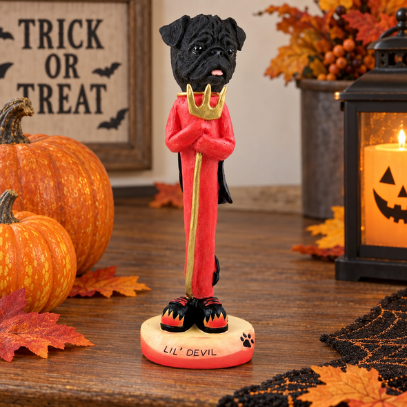 Black Pug Lil Devil Doogie Collectible Dog Figurine