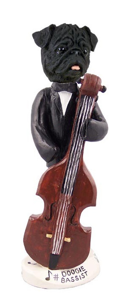 Black Pug Bassist Doogie Collectible Dog Figurine