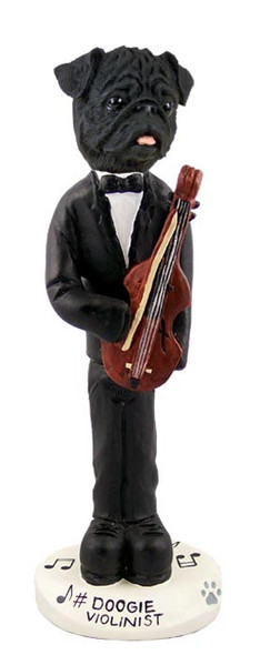Black Pug Violinist Doogie Collectible Dog Figurine