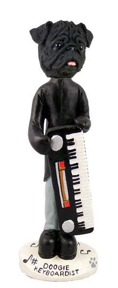 Black Pug Keyboardist Doogie Collectible Dog Figurine