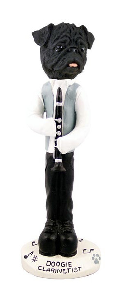 Black Pug Clarinetist Doogie Collectible Dog Figurine