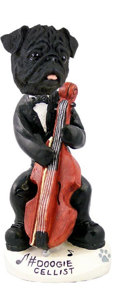 Black Pug Cellist Doogie Collectible Dog Figurine