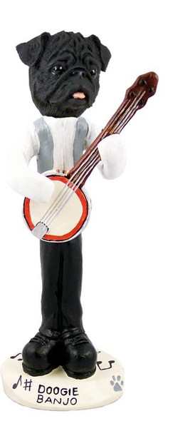 Black Pug Banjo Doogie Collectible Dog Figurine