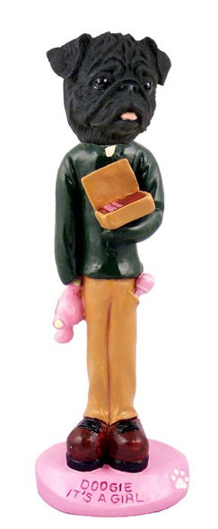 Black Pug It's a Girl Doogie Collectible Dog Figurine