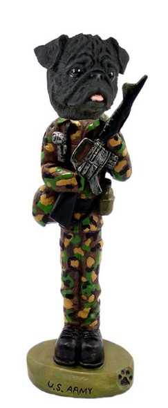 Black Pug U S Army Doogie Collectible Dog Figurine