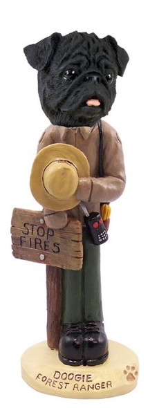 Black Pug Forest Ranger Doogie Collectible Dog Figurine