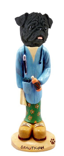 Black Pug Beautician Doogie Collectible Dog Figurine