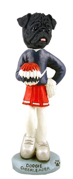 Black Pug Female Cheerleader Doogie Collectible Dog Figurine