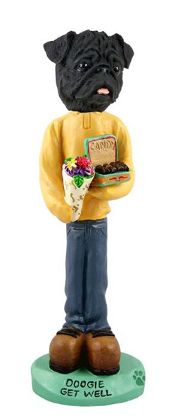 Black Pug Get Well Doogie Collectible Dog Figurine