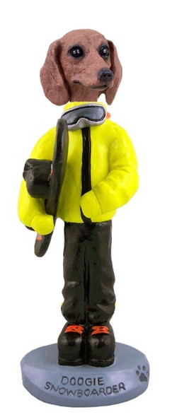 Red Dachshund Snowboarder Doogie Collectible Dog Figurine