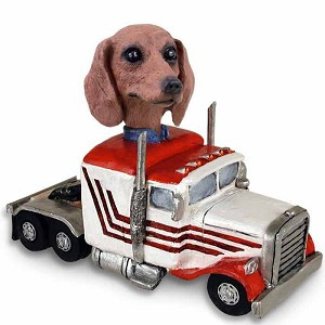 Red Dachshund Truck Tractor Doogie Collectible Dog Figurine