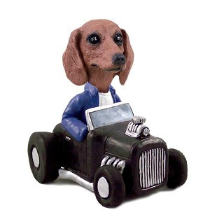 Red Dachshund Hot Rod Doogie Collectible Dog Figurine