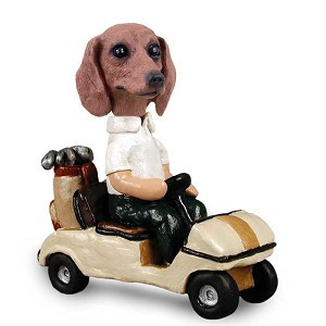Red Dachshund Golf Cart Doogie Collectible Dog Figurine