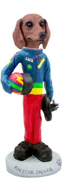 Red Dachshund Racecar Driver Doogie Collectible Dog Figurine