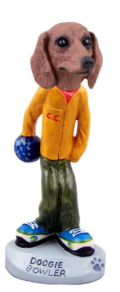 Red Dachshund Bowler Doogie Collectible Dog Figurine