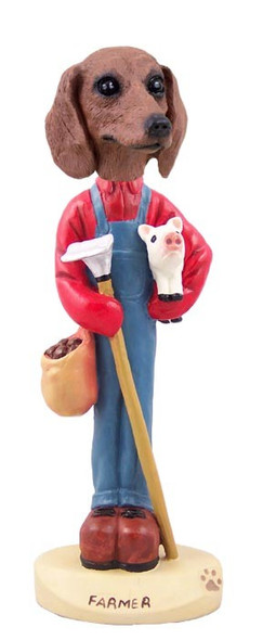 Red Dachshund Farmer Doogie Collectible Dog Figurine