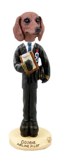 Red Dachshund Airline Pilot Doogie Collectible Dog Figurine