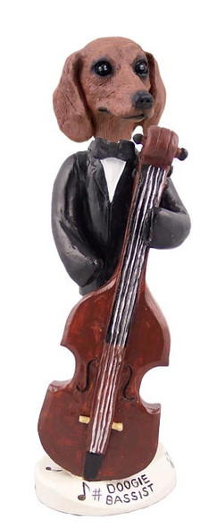 Red Dachshund Bassist Doogie Collectible Dog Figurine