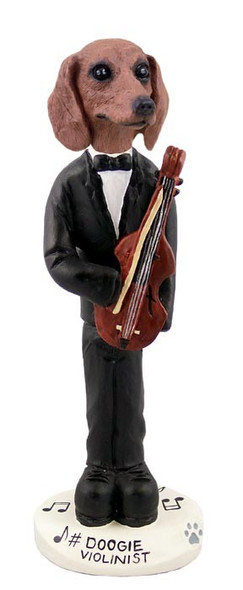 Red Dachshund Violinist Doogie Collectible Dog Figurine