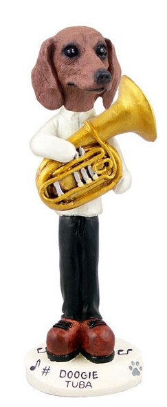 Red Dachshund Tuba Doogie Collectible Dog Figurine
