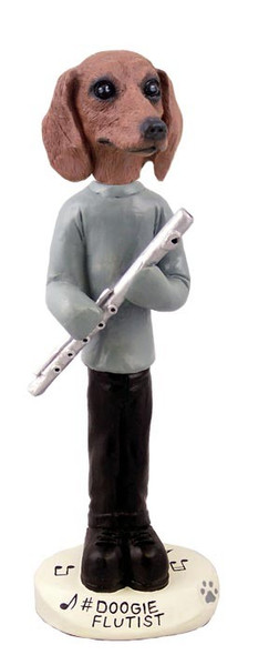 Red Dachshund Flutist Doogie Collectible Dog Figurine