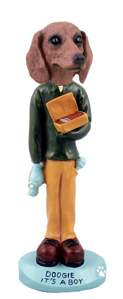 Red Dachshund It's a Boy Doogie Collectible Dog Figurine