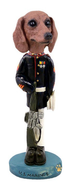 Red Dachshund U S Marines Doogie Collectible Dog Figurine