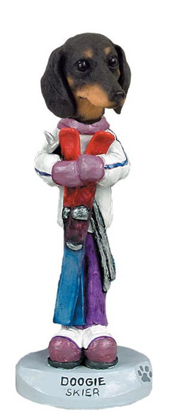 Black Dachshund Skier Doogie Collectible Dog Figurine