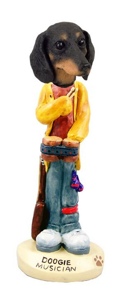 Black Dachshund Musician Doogie Collectible Dog Figurine