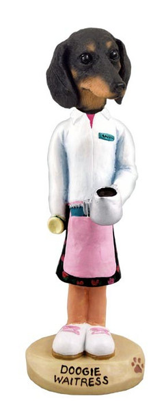 Black Dachshund Waitress Doogie Collectible Dog Figurine