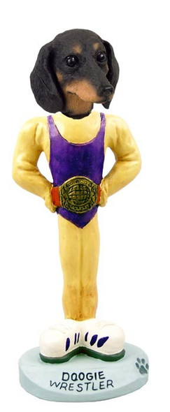 Black Dachshund Wrestler Doogie Collectible Dog Figurine