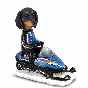 Black Dachshund Snowmobile Doogie Collectible Dog Figurine
