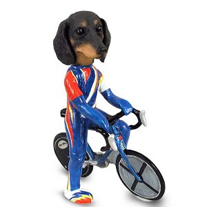 Black Dachshund Bicycle Doogie Collectible Dog Figurine