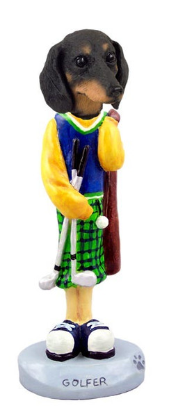 Black Dachshund Golf Doogie Collectible Dog Figurine