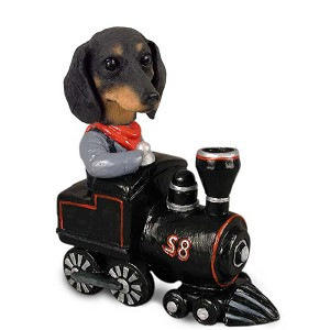 Black Dachshund Train Doogie Collectible Dog Figurine